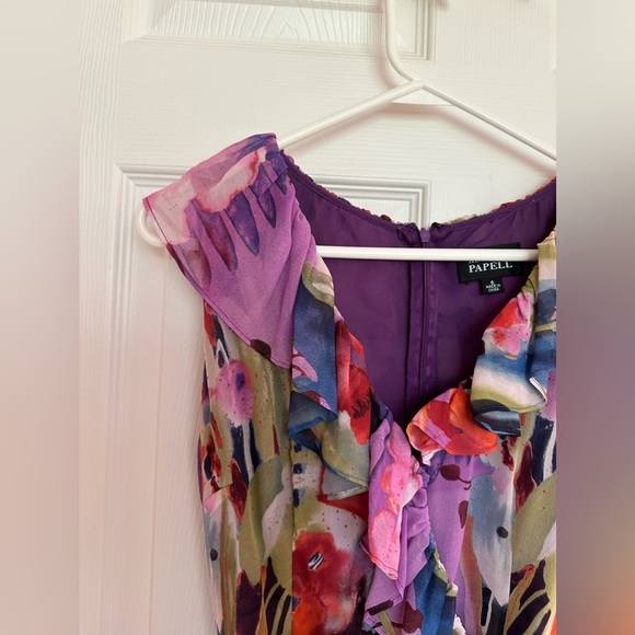 ADRIANNA PAPELL ~ Women’s sleeveless lightweight floral ruffled dress size 6 - Picture 4 of 9